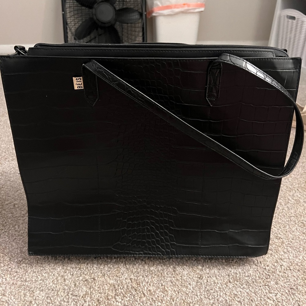 BEIS Work Tote in Black Croc